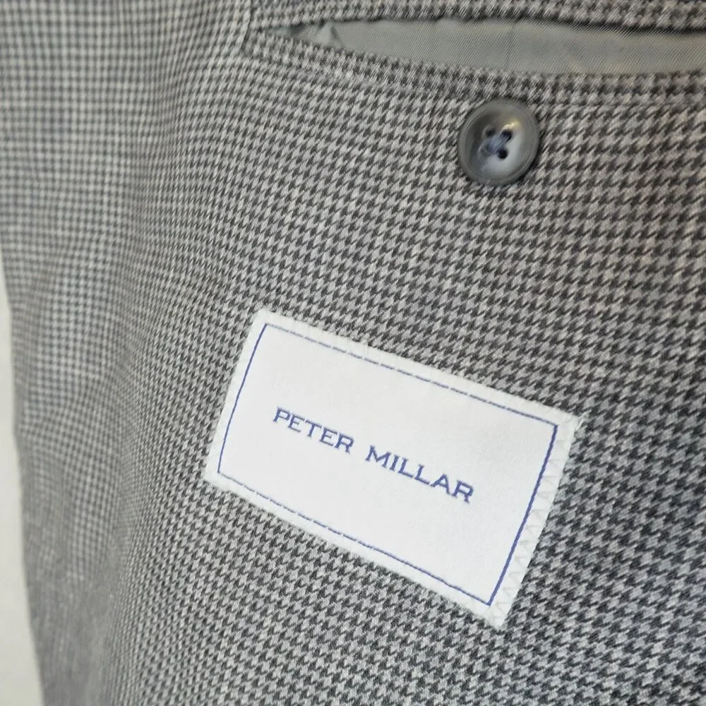 Peter Millar Blazer 54R Gray Houndstooth Sport Coat Wool Jacket Unconstructed